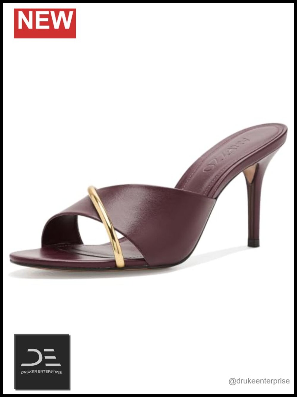 Faux Leather High Stiletto Heeled Sandals Slip On Women's Shoes